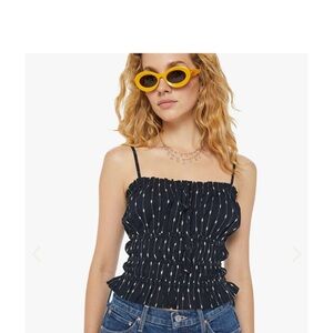 MOTHER NWOT Black Milkmaid style  Striped Camisole tank